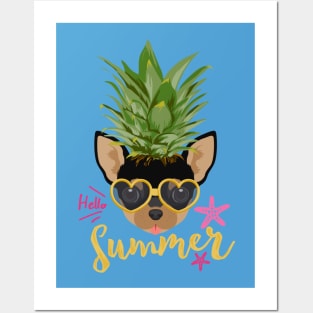 Funny Pineapple Shirt Happy Summer Vacation, Dog Lover Chihuahua Posters and Art